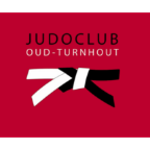 Logo judoclub oud-Turnhoud met rode achtergrond.